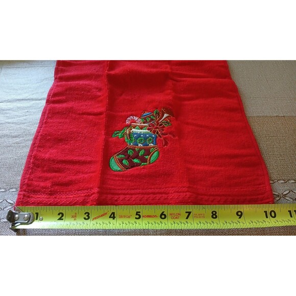 3-Piece 100% Cotton Christmas Towel set Embroidered Design Large Bath Towel Red - Picture 12 of 13